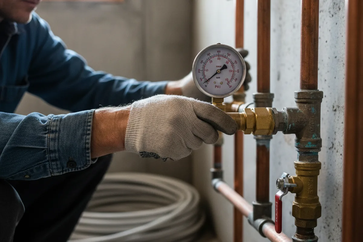Pressure testing a repaired line during Water Line Repair in Harborton